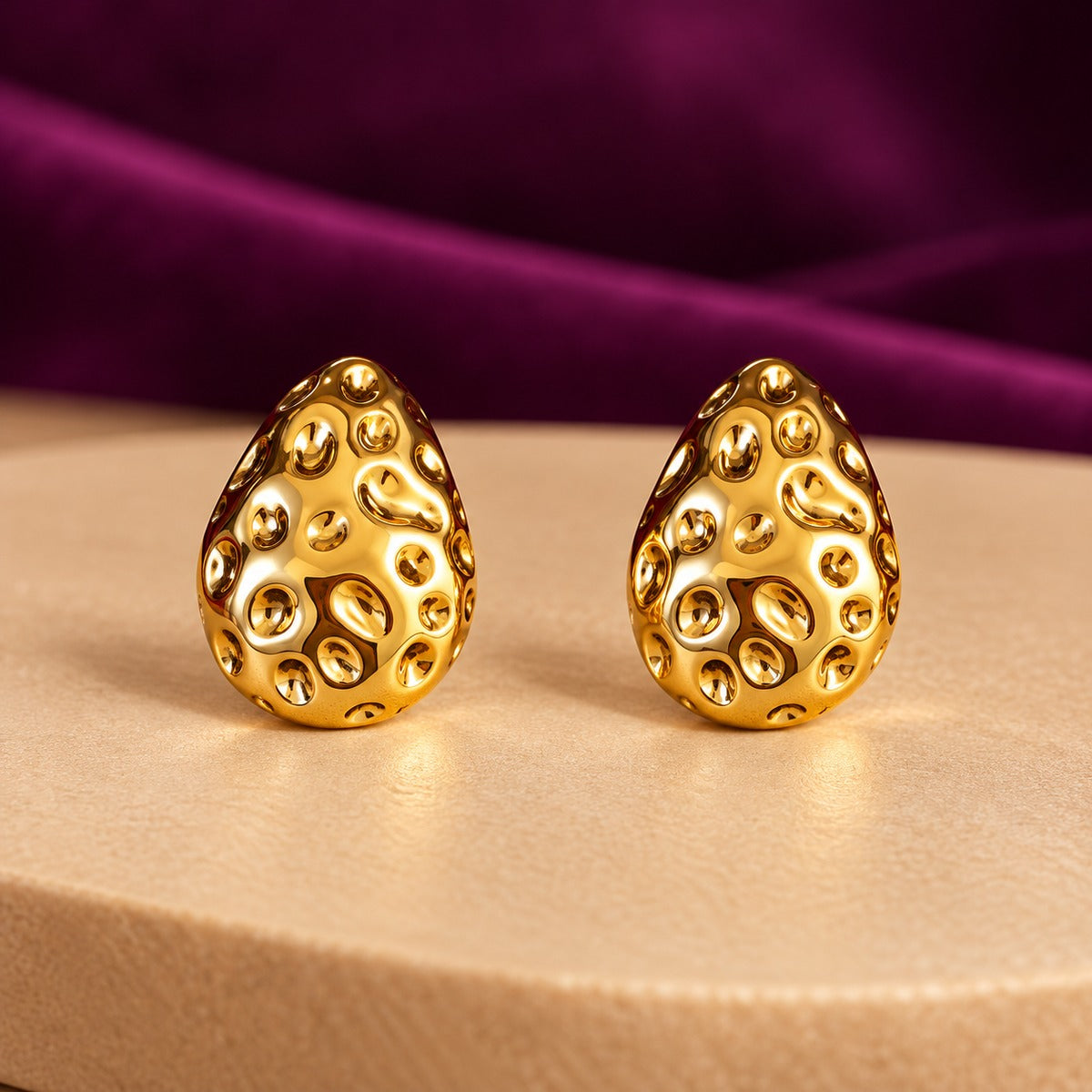 Molten Gold Teardrop Earrings