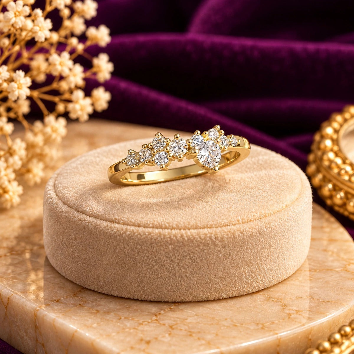 Gold Diamond Cluster Ring