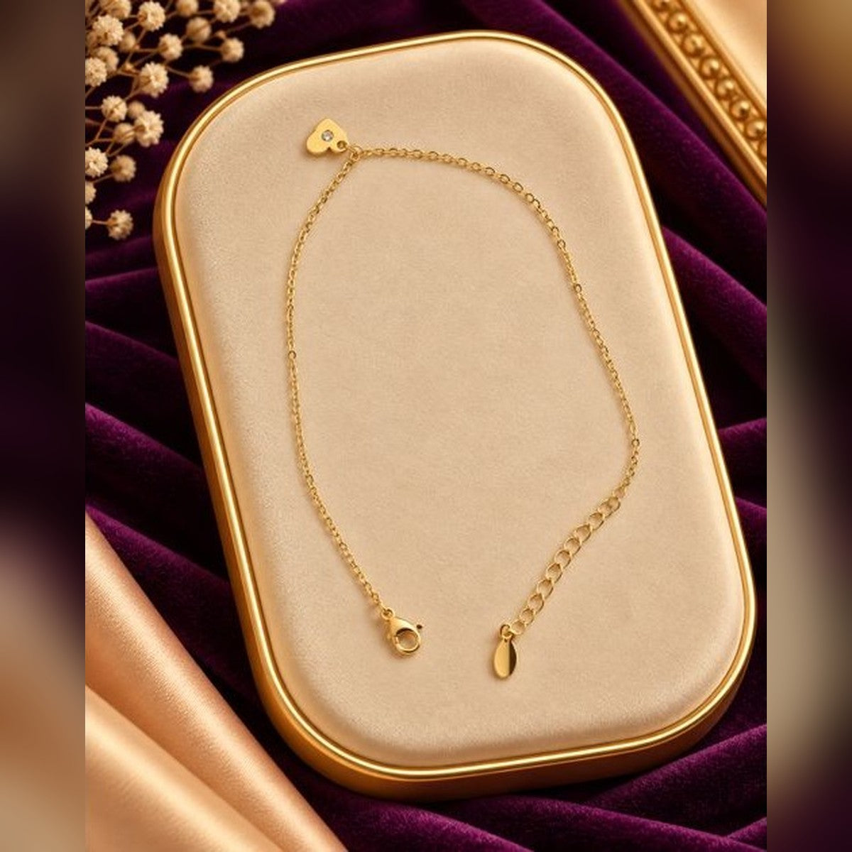 Delicate Gold Heart Anklet