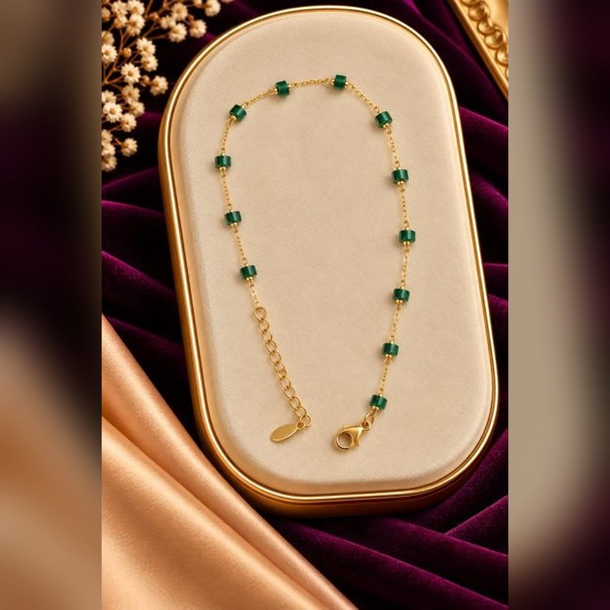 Emerald Bead Anklet