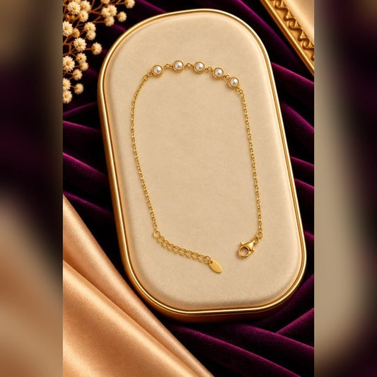Gold Pearl Station Anklet