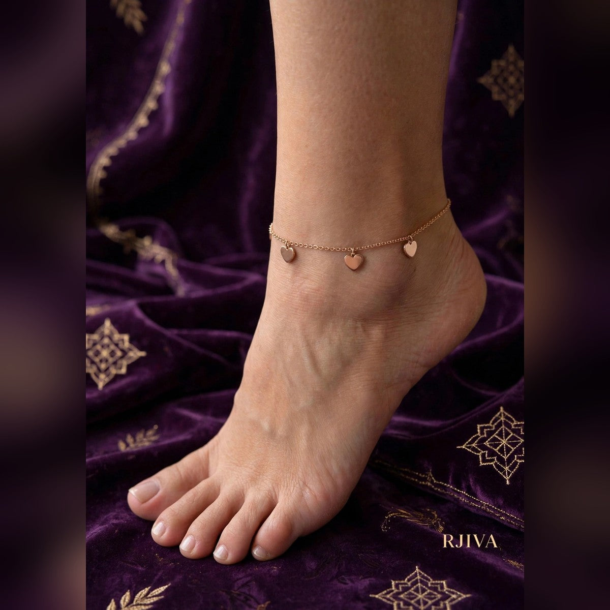 Triple Heart Charm Anklet
