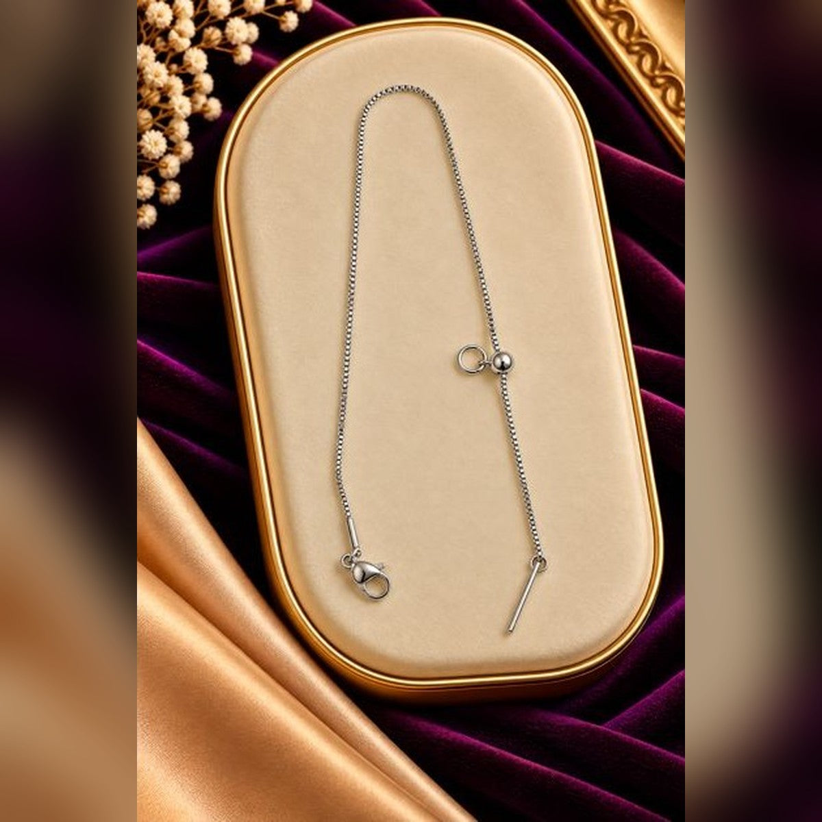 Silver Adjustable Chain Anklet