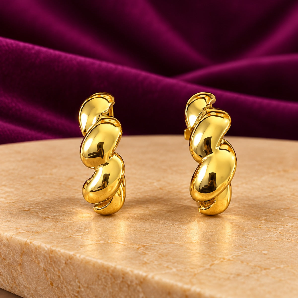 Gold Twisted Rope Hoop Earrings