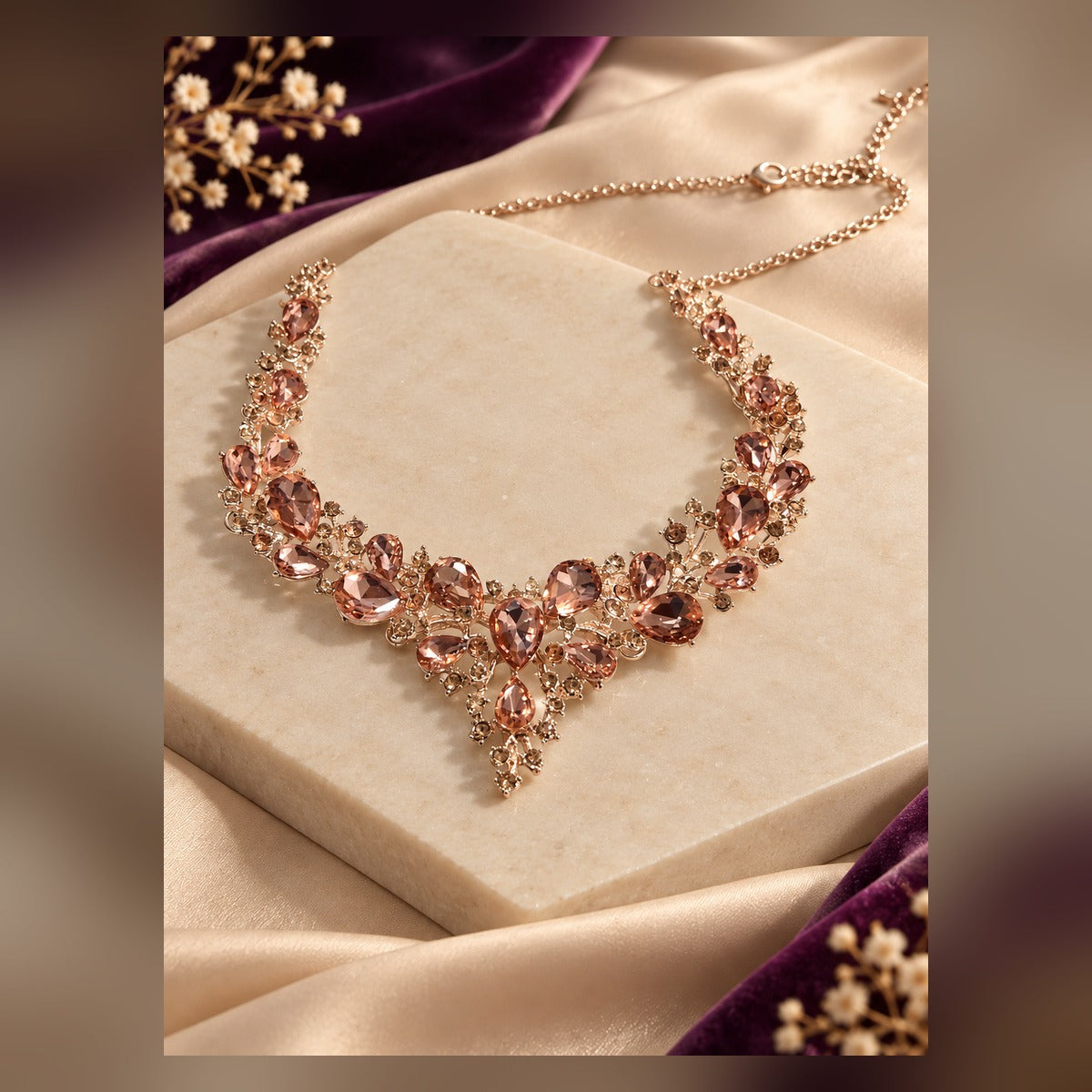 Rose Gold Crystal Statement Necklace