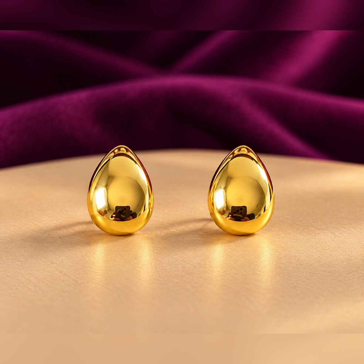 Gold Teardrop Stud Earrings