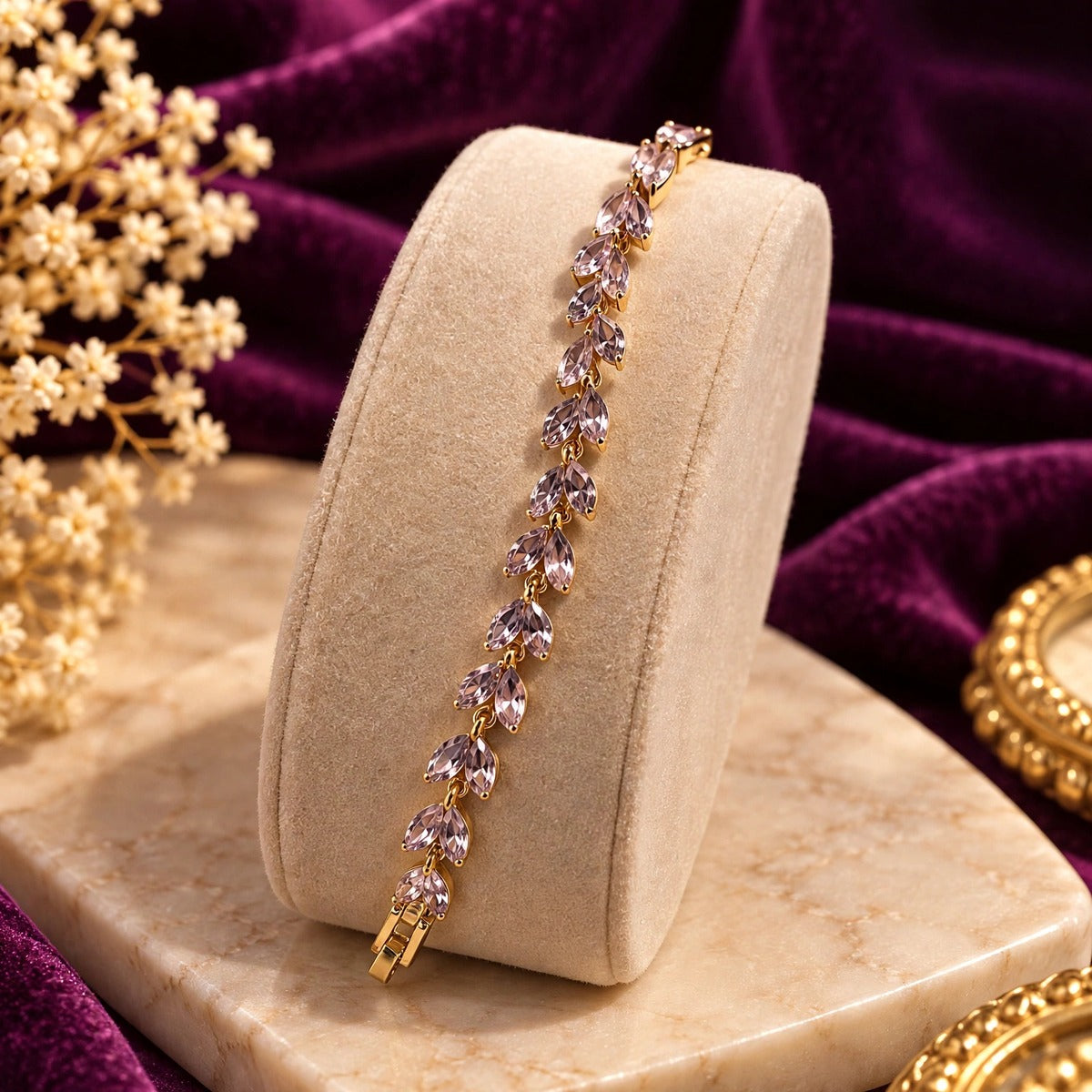 Rose Lilac Crystal Tennis Bracelet